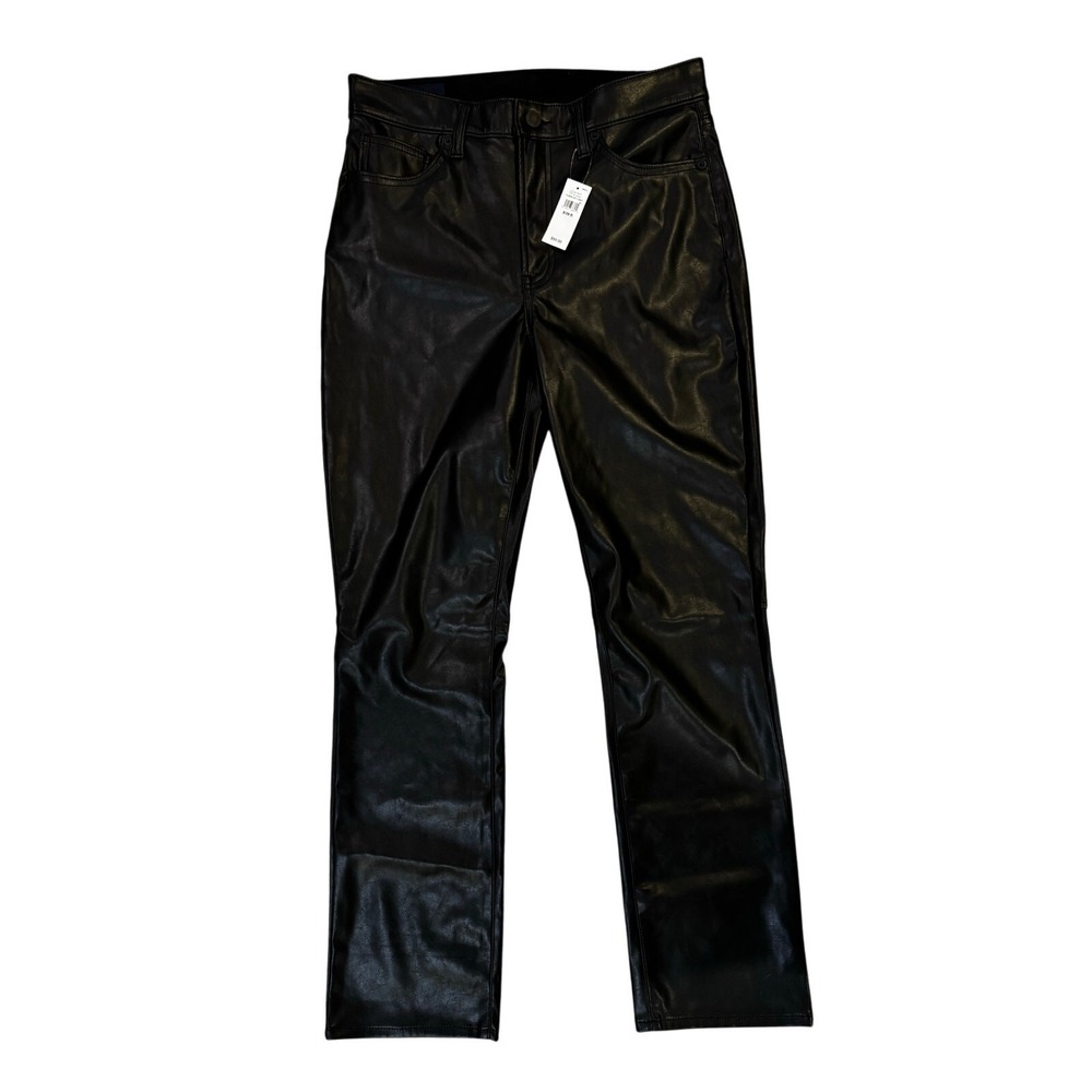 Gap Vintage Slim Pants Women Black Faux Leather High Rise 8/29R NWT